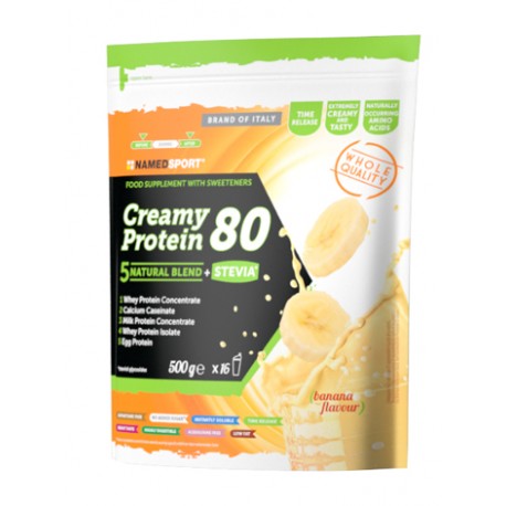 NamedSport Creamy Protein 80 Banana integratore proteico per massa muscolare 500 g