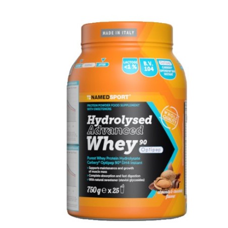 NamedSport Hydrolysed Advanced Whey90 Optipep cioccolato e mandorla 750 g NamedSport Hydrolysed Advanced Whey90 Optipep cioccolato e mandorla 750 g
