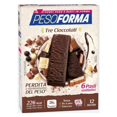 Pesoforma Tre Cioccolati 6 pasti sostitutivi 12 barrette dimagranti Pesoforma Tre Cioccolati 6 pasti sostitutivi 12 barrette dimagranti