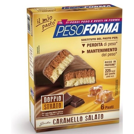 Pesoforma Caramello Salato 6 pasti sostitutivi 12 barrette per la perdita di peso Pesoforma Caramello Salato 6 pasti sostitutivi 12 barrette per la perdita di peso