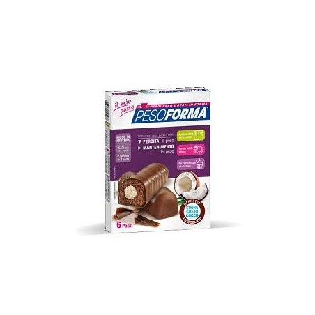 Pesoforma Cioccolato con cuore al cocco 6 pasti sostitutivi 12 barrette dietetiche Pesoforma Cioccolato con cuore al cocco 6 pasti sostitutivi 12 barrette dietetiche