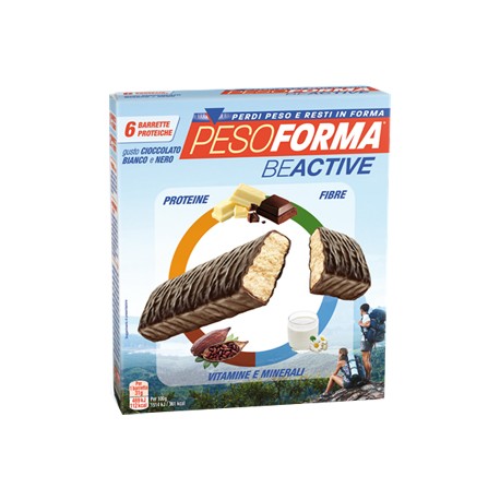 Pesoforma BeActive 6 barrette proteiche gusto cioccolato bianco e nero