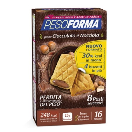 Pesoforma Biscotto cioccolato e nocciola 8 pasti sostitutivi 16 biscotti Pesoforma Biscotto cioccolato e nocciola 8 pasti sostitutivi 16 biscotti