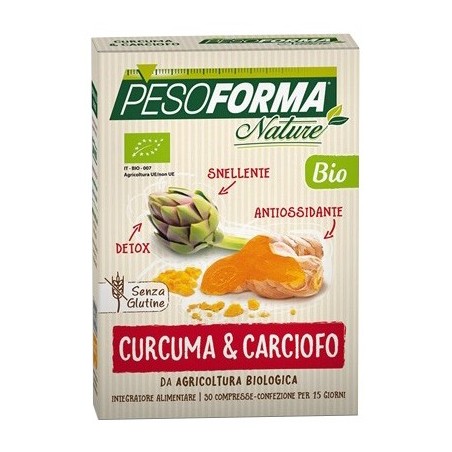 Pesoforma Nature Bio integratore antiossidante depurativo snellente con curcuma e carciofo 30 compresse Pesoforma Nature Bio integratore antiossidante depurativo snellente con curcuma e carciofo 30 compresse