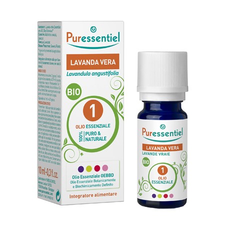 Puressentiel Olio essenziale bio di lavanda vera per favorire il rilassamento e il sonno 10 ml