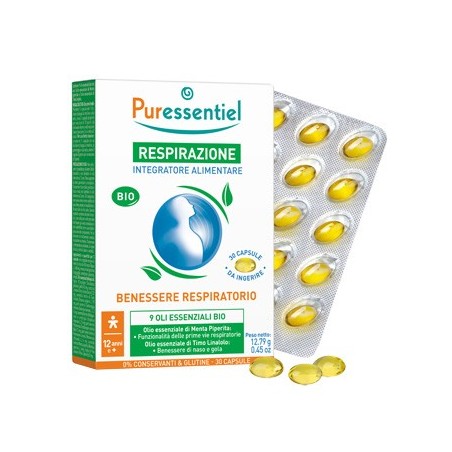 Puressentiel Respirazione Bio - Integratore agli olii essenziali per le vie respiratori 30 capsule Puressentiel Respirazione Bio - Integratore agli olii essenziali per le vie respiratori 30 capsule