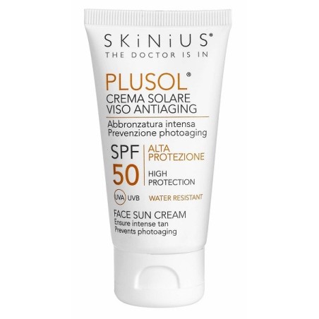 Skinius Plusol Crema solare viso SPF50 antietà abbronzatura intensa 50 ml Skinius Plusol Crema solare viso SPF50 antietà abbronzatura intensa 50 ml