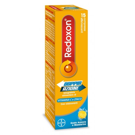 Redoxon Doppia azione - Integratore con vitamina C e zinco per il sistema immunitario 15 compresse effervescenti