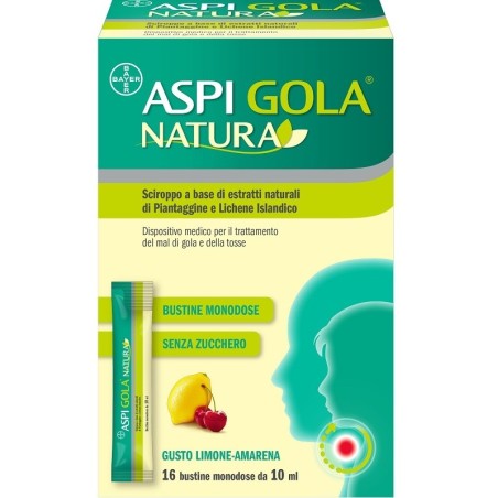 Aspi Gola Natura Sciroppo per gola e tosse 16 bustine monodose 10 ml Aspi Gola Natura Sciroppo per gola e tosse 16 bustine monodose 10 ml