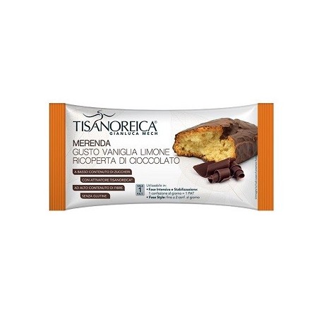Tisanoreica Merenda dietetica gusto vaniglia ricoperta di cioccolato 50 g Tisanoreica Merenda dietetica gusto vaniglia ricoperta di cioccolato 50 g