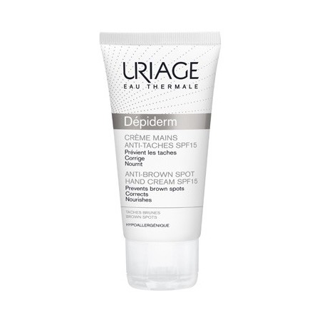 Uriage Dépiderm Crema mani nutriente anti macchie protettiva SPF15 50 ml Uriage Dépiderm Crema mani nutriente anti macchie protettiva SPF15 50 ml