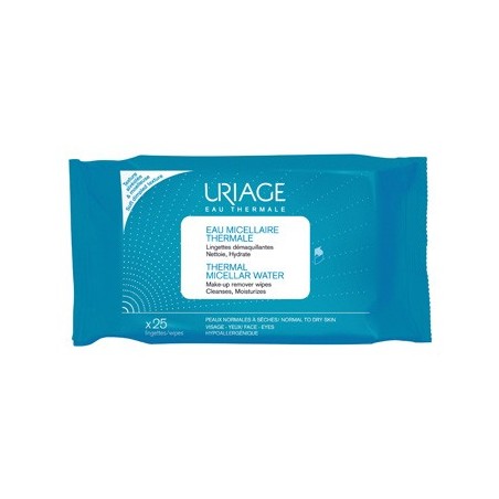 Uriage Acqua termale micellare salviettine struccanti viso e occhi per pelli normali e secche 25 pezzi Uriage Acqua termale micellare salviettine struccanti viso e occhi per pelli normali e secche 25 pezzi