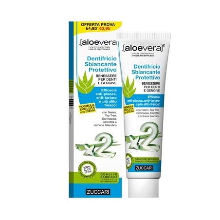 Zuccari Aloevera2 Dentifricio sbiancante protettivo con stevia 100 ml Zuccari Aloevera2 Dentifricio sbiancante protettivo con stevia 100 ml