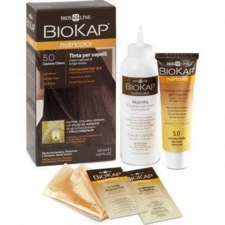 Bios Line Biokap Nutricolor Delicato Tinta per capelli 5.0 Castano chiaro naturale tubo + flacone