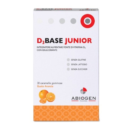 Abiogen D3 Base Junior 30 caramelle gommose gusto arancia Abiogen D3 Base Junior 30 caramelle gommose gusto arancia