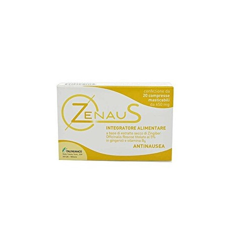 Zenaus 20 compresse masticabili - Integratore a base di zenzero contro la nausea Zenaus 20 compresse masticabili - Integratore a base di zenzero contro la nausea