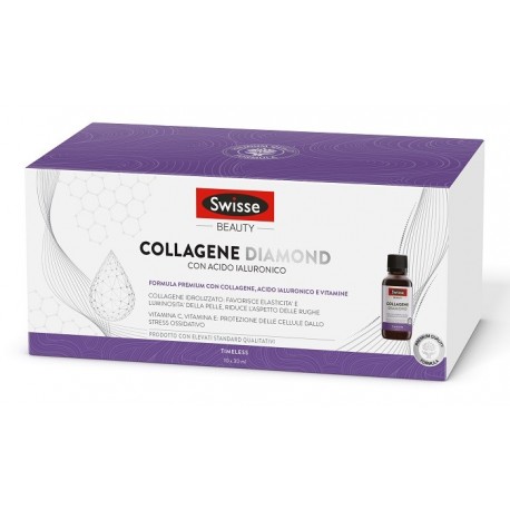 Swisse Collagene DIAMOND 10 flaconcini - Integratore di collagene, acido ialuronico e vitamine per la pelle