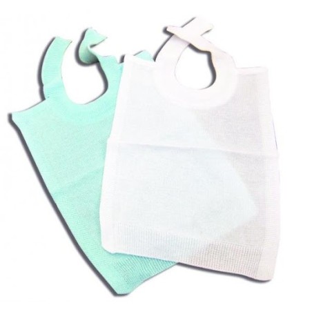 Bavaglio azzurro per tracheotomizzati con tasca e fascette in velcro 100 pezzi Bavaglio azzurro per tracheotomizzati con tasca e fascette in velcro 100 pezzi