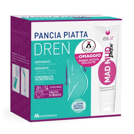 Pancia Piatta Dren Frutti Bosco 14 bustine + Estetista Cinica Mad Mud Dren fango anticellulite OMAGGIO Pancia Piatta Dren Frutti Bosco 14 bustine + Estetista Cinica Mad Mud Dren fango anticellulite OMAGGIO
