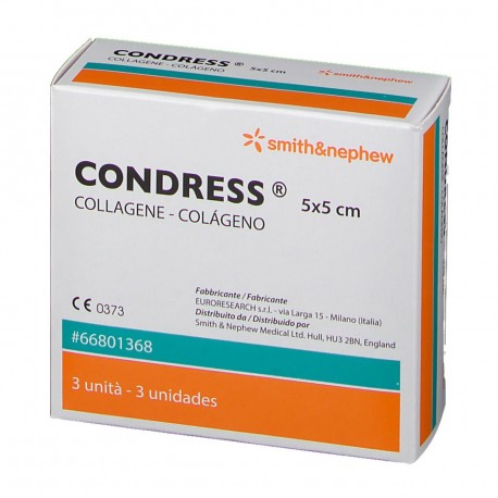 Condress Medicazione con collagene equino per guarigione ferite 5 x 5 cm 3 pezzi