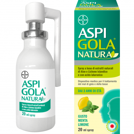 Aspi Gola Natura Spray gusto menta limone per tosse e mal di gola 20 ml