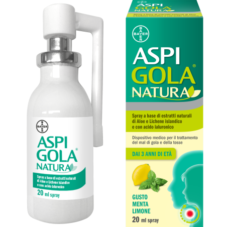Aspi Gola Natura Spray gusto menta limone per tosse e mal di gola 20 ml Aspi Gola Natura Spray gusto menta limone per tosse e mal di gola 20 ml