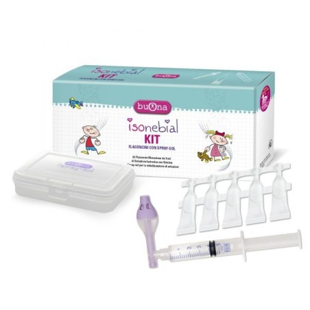 Isonebial Kit per pulizia fosse nasali 20 flaconcini + spray + siringa Isonebial Kit per pulizia fosse nasali 20 flaconcini + spray + siringa