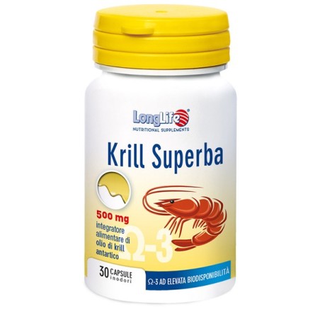 LongLife Krill Superba 500 mg integratore antiossidante 30 capsule LongLife Krill Superba 500 mg integratore antiossidante 30 capsule