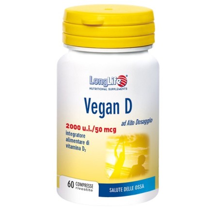 LongLife Vegan D 2000 UI integratore per le ossa 60 compresse LongLife Vegan D 2000 UI integratore per le ossa 60 compresse