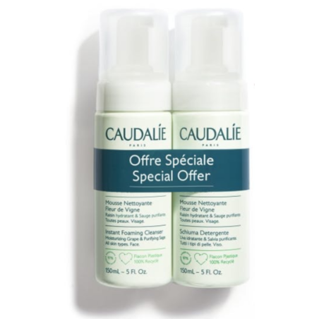 Caudalie Bipacco Vinoclean Schiuma Mousse detergente viso senza sapone Fleur de Vigne 1+1 Caudalie Bipacco Vinoclean Schiuma Mousse detergente viso senza sapone Fleur de Vigne 1+1