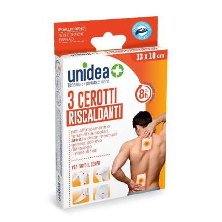 Unidea Cerotto riscaldante per dolori muscolari 3 pezzi formato 13x10 cm Unidea Cerotto riscaldante per dolori muscolari 3 pezzi formato 13x10 cm