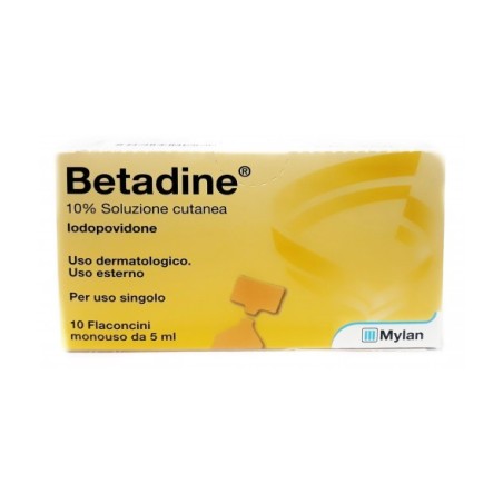Betadine 10% soluzione cutanea 10 flaconcini monouso 5 ml Betadine 10% soluzione cutanea 10 flaconcini monouso 5 ml