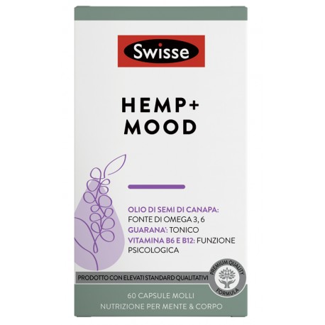 Swisse Hemp+ Mood - Integratore tonico per l'umore con olio di semi di canapa 60 capsule