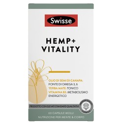 Swisse Hemp+ Vitality - Integratore tonico energetico con olio di semi di canapa 60 capsule