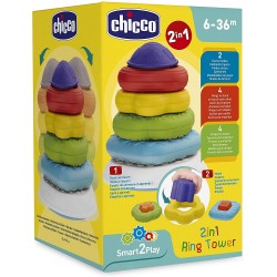 Chicco 2 in 1 Torre degli Anelli Gioco impilabile per bambini 6-36 mesi
