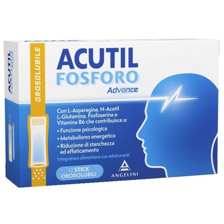 Acutil Fosforo Advance 12 stick orosolubili integratore per memoria e concentrazione Acutil Fosforo Advance 12 stick orosolubili integratore per memoria e concentrazione