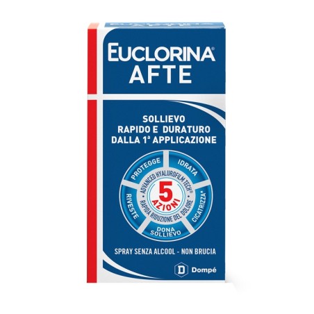 Euclorine Afte Spray con acido ialuronico per afte e lesioni orali 15 ml Euclorine Afte Spray con acido ialuronico per afte e lesioni orali 15 ml