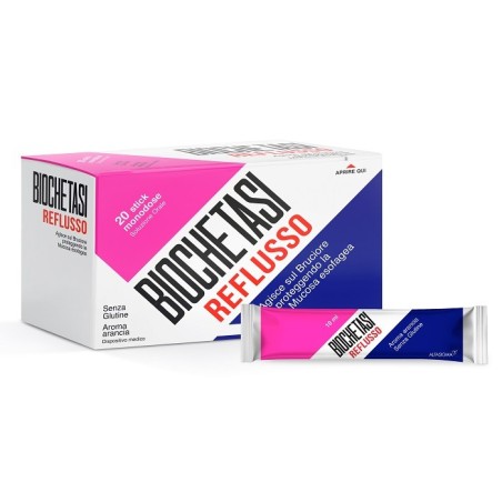 Biochetasi Reflusso integratore per il reflusso gastrico 20 stick aroma arancia Biochetasi Reflusso integratore per il reflusso gastrico 20 stick aroma arancia