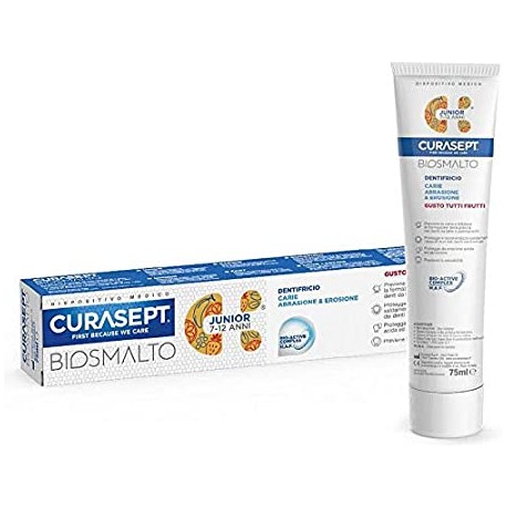 Curasept Biosmalto Junior dentifricio antiplacca 7-12 anni gusto frutti 75 ml