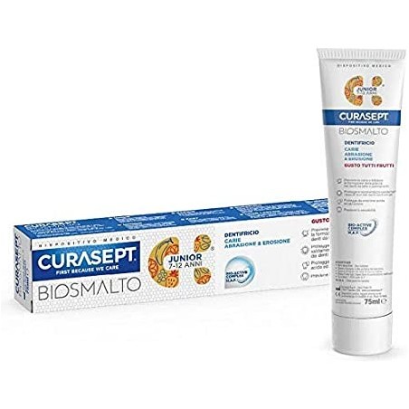 Curasept Biosmalto Junior dentifricio antiplacca 7-12 anni gusto frutti 75 ml Curasept Biosmalto Junior dentifricio antiplacca 7-12 anni gusto frutti 75 ml