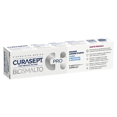 Curasept Biosmalto Mousse contro la carie gusto fragola 50 ml Curasept Biosmalto Mousse contro la carie gusto fragola 50 ml