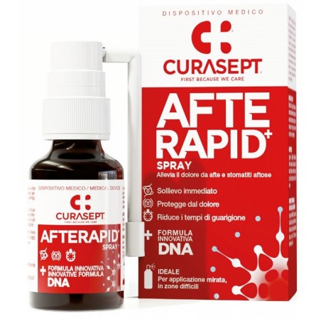 Curasept Afte Rapid Spray contro il dolore di afte e stomatiti 15 ml Curasept Afte Rapid Spray contro il dolore di afte e stomatiti 15 ml
