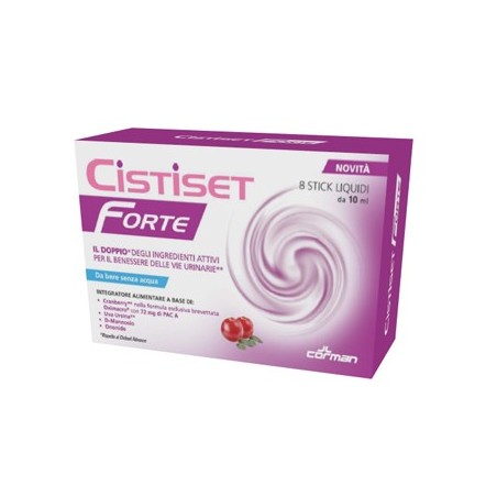 Cistiset Forte integratore per le vie urinarie e cistite 8 stick da 10 ml Cistiset Forte integratore per le vie urinarie e cistite 8 stick da 10 ml