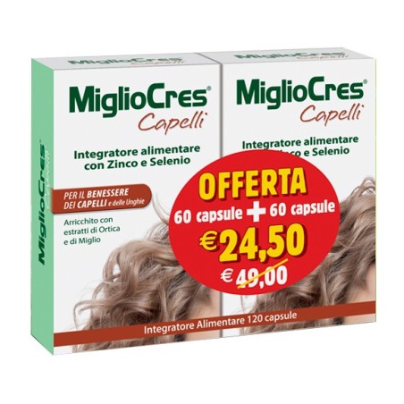 MiglioCres Capelli integratore per capelli e unghie 60+60 capsule MiglioCres Capelli integratore per capelli e unghie 60+60 capsule