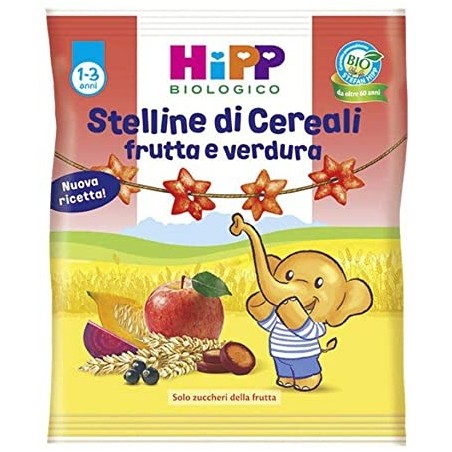 Hipp Bio Stelline di cereali frutta e verdura snack per bambini 30 g Hipp Bio Stelline di cereali frutta e verdura snack per bambini 30 g