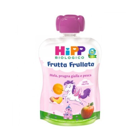 Hipp Biologico Frutta Frullata Unicorno mela prugna gialla pesca 90 g Hipp Biologico Frutta Frullata Unicorno mela prugna gialla pesca 90 g