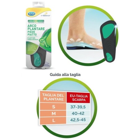 Scholl Arco plantare per piede piatto sollievo dal dolore 2 pezzi taglia L Scholl Arco plantare per piede piatto sollievo dal dolore 2 pezzi taglia L