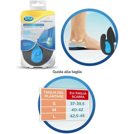 Scholl Plantare Sollievo Dolore per tallone tallonite tendine d'Achille 2 pezzi taglia L