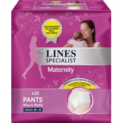 Lines Specialist Maternity Assorbente post parto perdite e incontinenza urinaria 12 pezzi taglia M 40-44