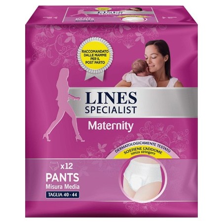 Lines Specialist Maternity Assorbente post parto perdite e incontinenza urinaria 12 pezzi taglia M 40-44 Lines Specialist Maternity Assorbente post parto perdite e incontinenza urinaria 12 pezzi taglia M 40-44